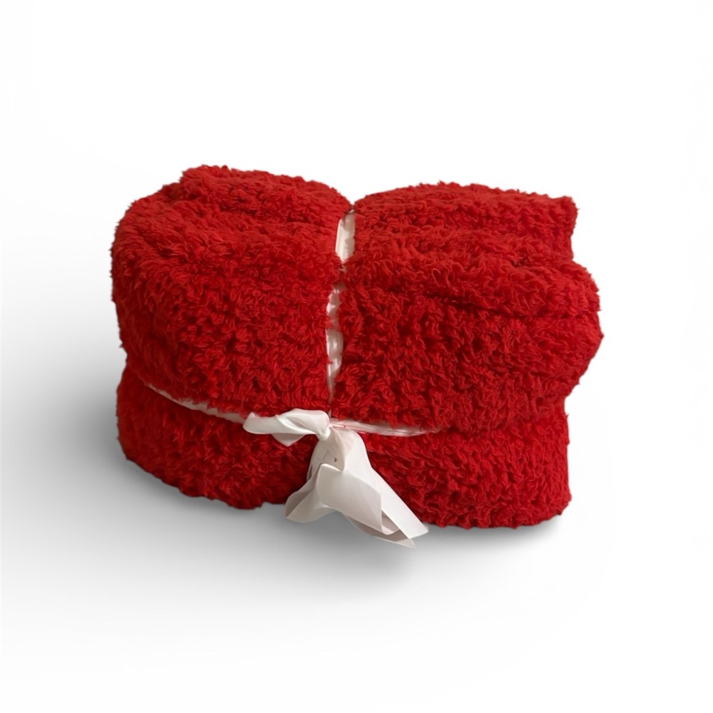 Faux Shearling Red King Blanket 102x90 new